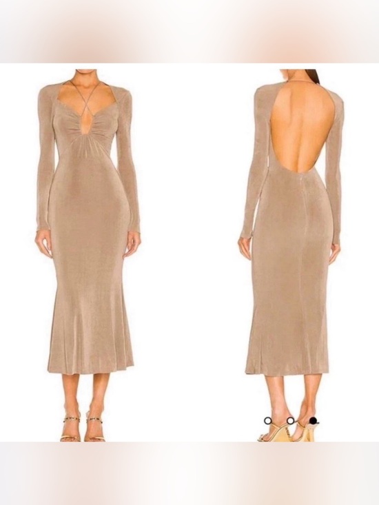 Jason Wu Dresses & Skirts - Jason Wu Backless Long Sleeve Midi Dress in Taupe
